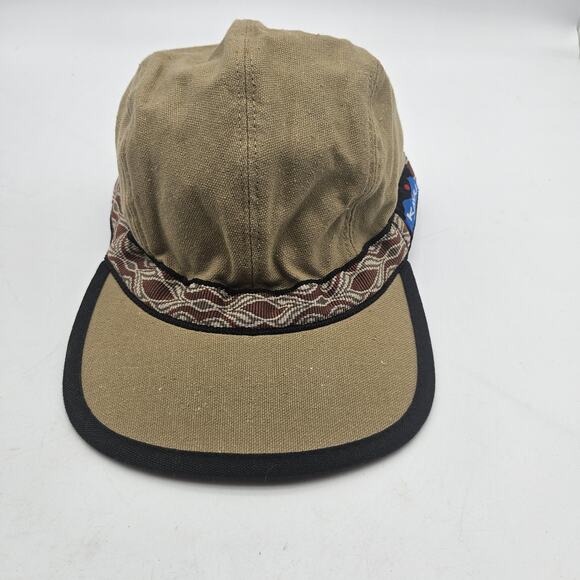 KAVU Hat Cap Strap Back Mens Medium Tan Canvas Webbing Outdoor USA Made Hiking - Picture 1 of 11